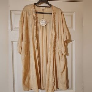 Umgee Beige Open-Front Kimono